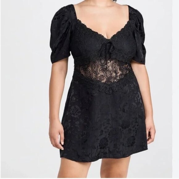 For Love and Lemons Danielle Black Mini Dress Size 1X - Picture 1 of 8